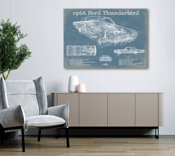 Cutler West 1966 Ford Thunderbird Blueprint Vintage Auto Print