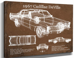 14" x 11" / Stretched Canvas Wrap Cutler West 1967 Cadillac DeVille Blueprint Vintage Auto Print