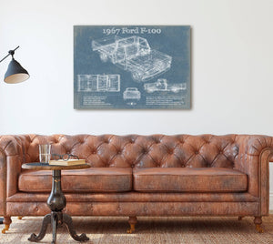Cutler West 1967 Ford F-100 Vintage Blueprint Auto Print