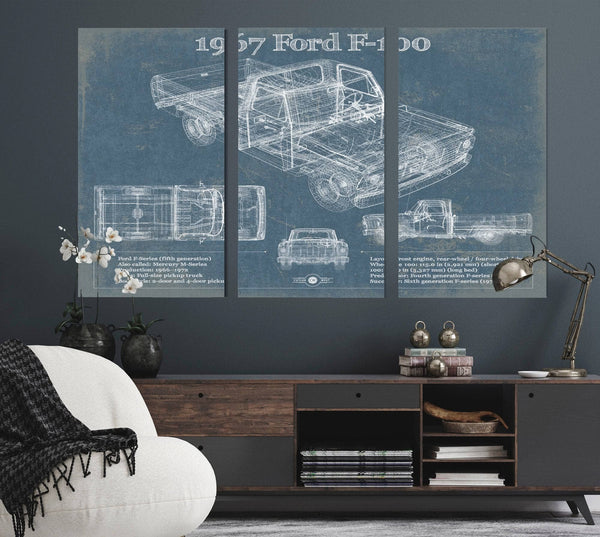Cutler West 1967 Ford F-100 Vintage Blueprint Auto Print