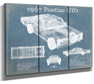 36" x 24" / 3 Panel Canvas Wrap Cutler West 1967 Pontiac GTO Vintage Auto Print