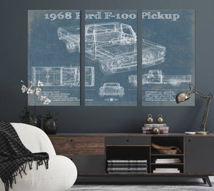 Cutler West 1968 Ford F-100 Pickup Vintage Blueprint Auto Print