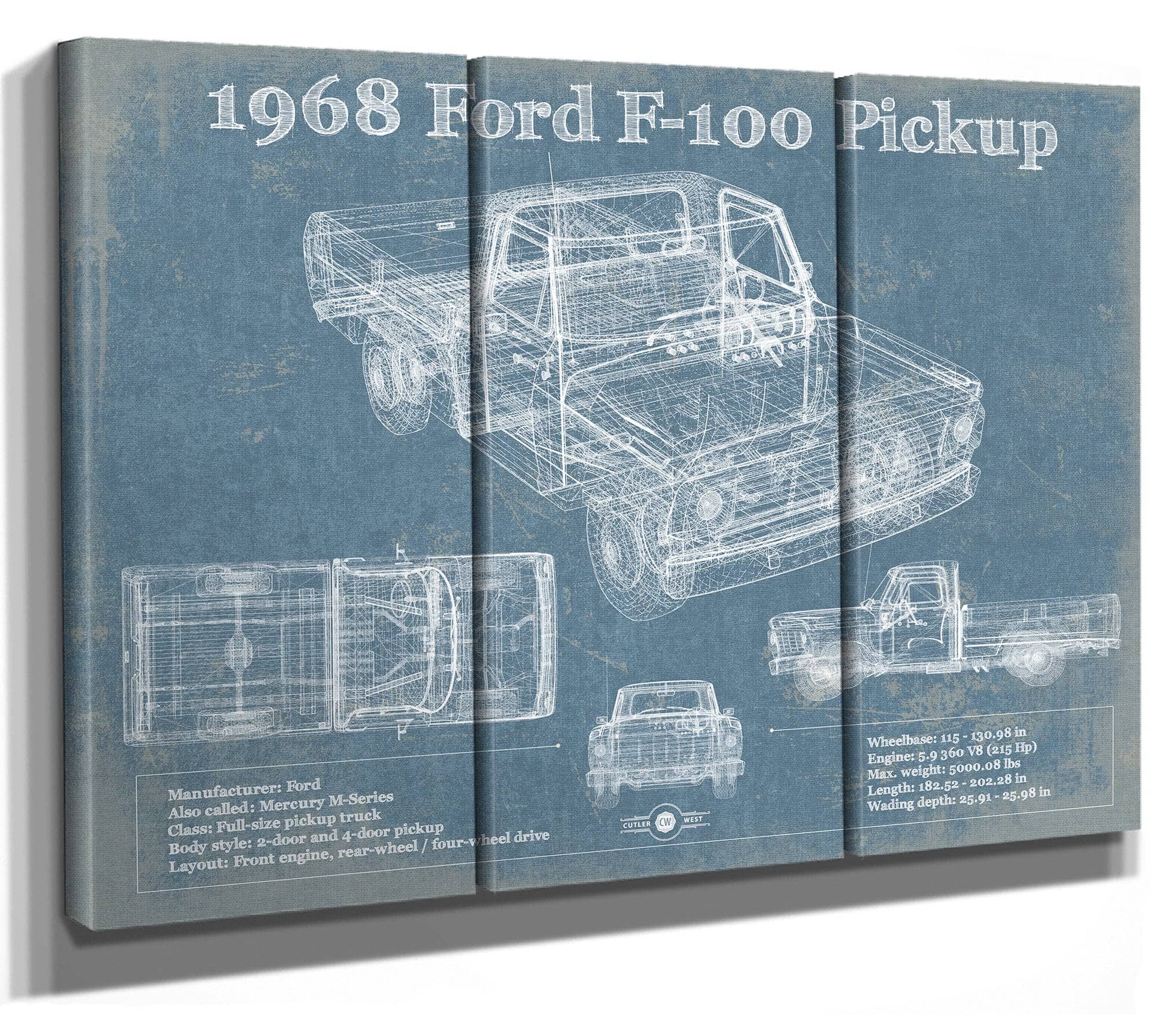 1968 Ford F-100 Pickup Vintage Art by Cutler West