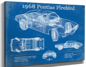 14" x 11" / Stretched Canvas Wrap Cutler West 1968 Pontiac Firebird Vintage Auto Print