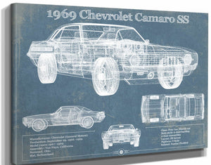 14" x 11" / Stretched Canvas Wrap Cutler West 1969 Chevrolet Camaro SS Original Vintage Car Print