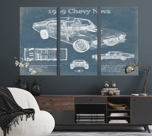 Cutler West 1969 Chevrolet Nova SS Blueprint Vintage Auto Patent Print