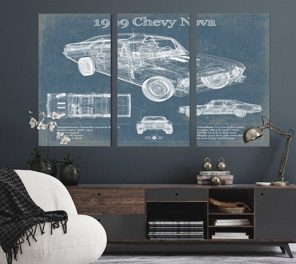 Cutler West 1969 Chevrolet Nova SS Blueprint Vintage Auto Patent Print