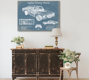 Cutler West 1969 Chevrolet Nova SS Blueprint Vintage Auto Patent Print