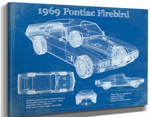 14" x 11" / Stretched Canvas Wrap Cutler West 1969 Pontiac Firebird 400 Vintage Auto Print