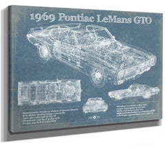 14" x 11" / Stretched Canvas Wrap Cutler West 1969 Pontiac LeMans GTO Vintage Auto Print