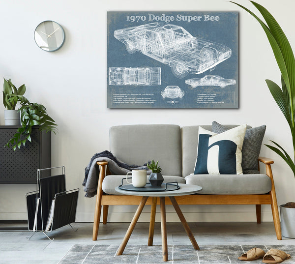 Cutler West 1970 Dodge Super Bee Vintage Blueprint Auto Print