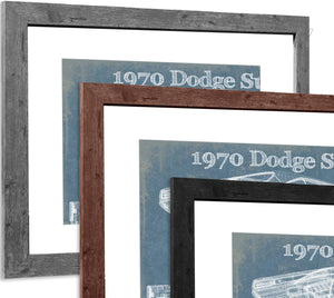 14" x 11" / Greyson Frame & Mat Cutler West 1970 Dodge Super Bee Vintage Blueprint Auto Print