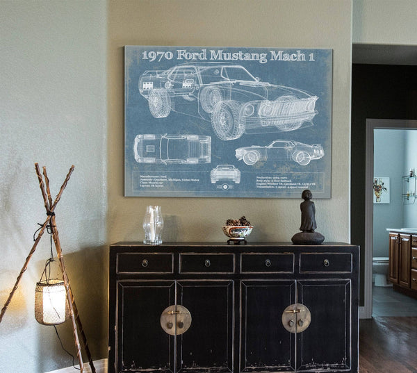 Cutler West 1970 Ford Mustang Mach 1 Vintage Blueprint Auto Print