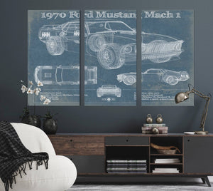 Cutler West 1970 Ford Mustang Mach 1 Vintage Blueprint Auto Print