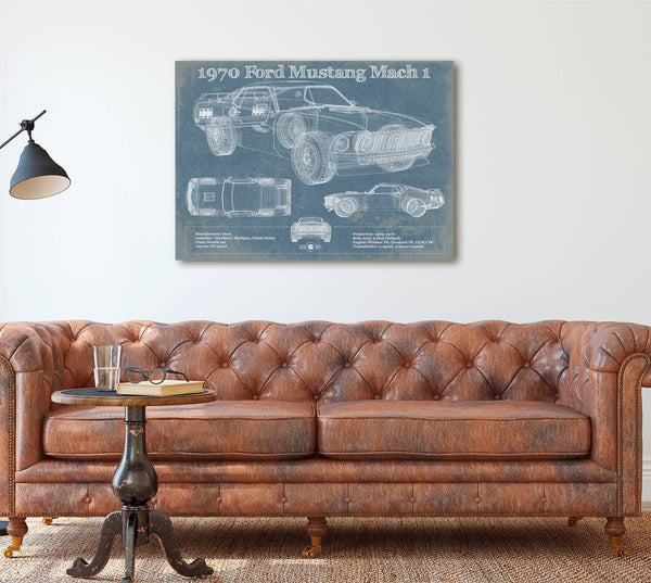 Cutler West 1970 Ford Mustang Mach 1 Vintage Blueprint Auto Print