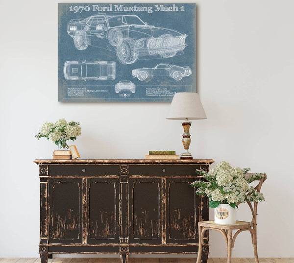 Cutler West 1970 Ford Mustang Mach 1 Vintage Blueprint Auto Print