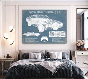 Cutler West 1970 Oldsmobile 442 Vintage Blueprint Auto Print