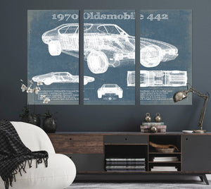 Cutler West 1970 Oldsmobile 442 Vintage Blueprint Auto Print