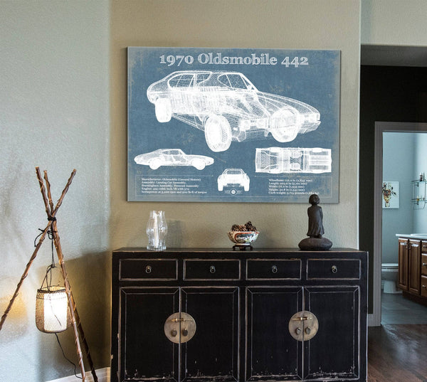 Cutler West 1970 Oldsmobile 442 Vintage Blueprint Auto Print