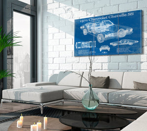 Cutler West 1971 Chevrolet Chevelle SS 454 Original Blueprint Art