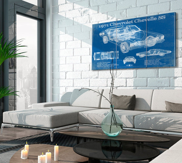 Cutler West 1971 Chevrolet Chevelle SS 454 Original Blueprint Art