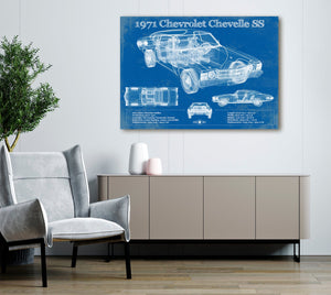 Cutler West 1971 Chevrolet Chevelle SS 454 Original Blueprint Art