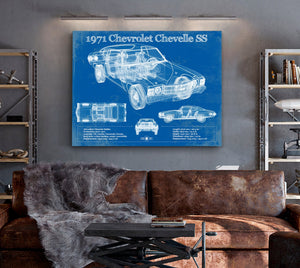 Cutler West 1971 Chevrolet Chevelle SS 454 Original Blueprint Art