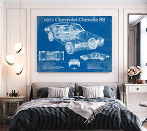 Cutler West 1971 Chevrolet Chevelle SS 454 Original Blueprint Art