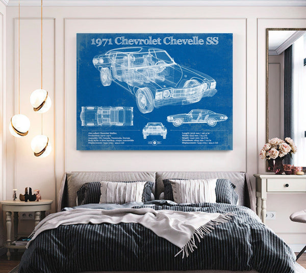 Cutler West 1971 Chevrolet Chevelle SS 454 Original Blueprint Art