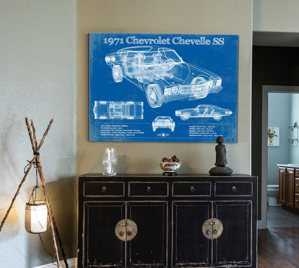 Cutler West 1971 Chevrolet Chevelle SS 454 Original Blueprint Art