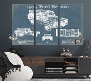 Cutler West 1973 Ford Bronco Vintage Blueprint Auto Print