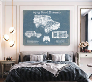 Cutler West 1973 Ford Bronco Vintage Blueprint Auto Print