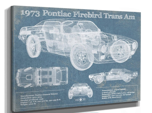 14" x 11" / Stretched Canvas Wrap Cutler West 1973 Pontiac Firebird Trans Am Vintage Auto Print
