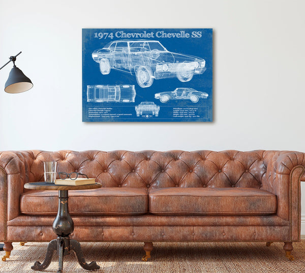 Cutler West 1974 Chevrolet Chevelle SS 454 Original Blueprint Art