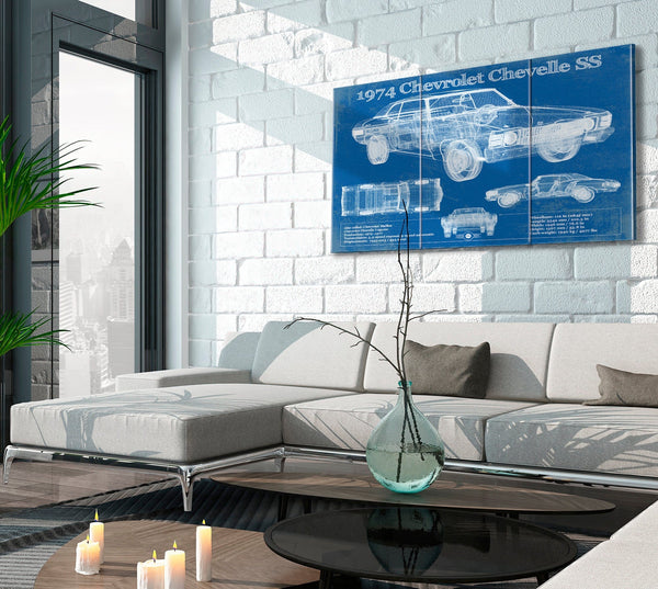Cutler West 1974 Chevrolet Chevelle SS 454 Original Blueprint Art
