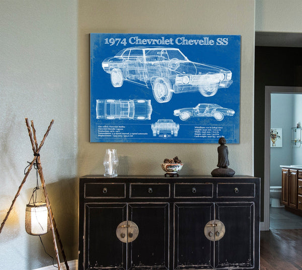 Cutler West 1974 Chevrolet Chevelle SS 454 Original Blueprint Art
