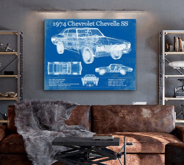 Cutler West 1974 Chevrolet Chevelle SS 454 Original Blueprint Art