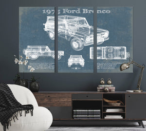 Cutler West 1975 Ford Bronco Vintage Blueprint Auto Print