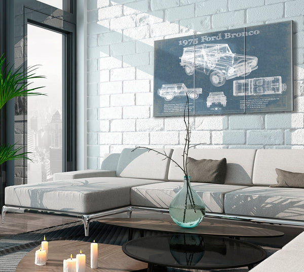 Cutler West 1975 Ford Bronco Vintage Blueprint Auto Print