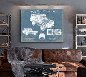 Cutler West 1975 Ford Bronco Vintage Blueprint Auto Print