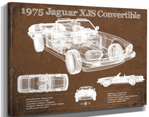 14" x 11" / Stretched Canvas Wrap Cutler West 1975 Jaguar Xjs Convertible Vintage Blueprint Auto Print