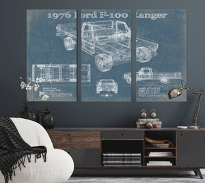 Cutler West 1976 Ford F-100 Ranger Blueprint Vintage Auto Print