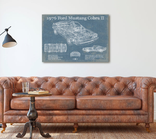 Cutler West 1976 Ford Mustang Cobra II Blueprint Vintage Auto Print
