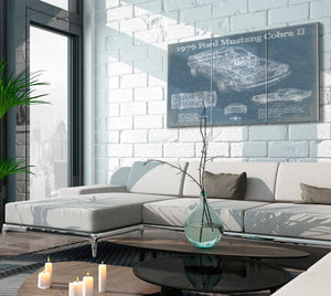 Cutler West 1976 Ford Mustang Cobra II Blueprint Vintage Auto Print