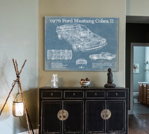 Cutler West 1976 Ford Mustang Cobra II Blueprint Vintage Auto Print