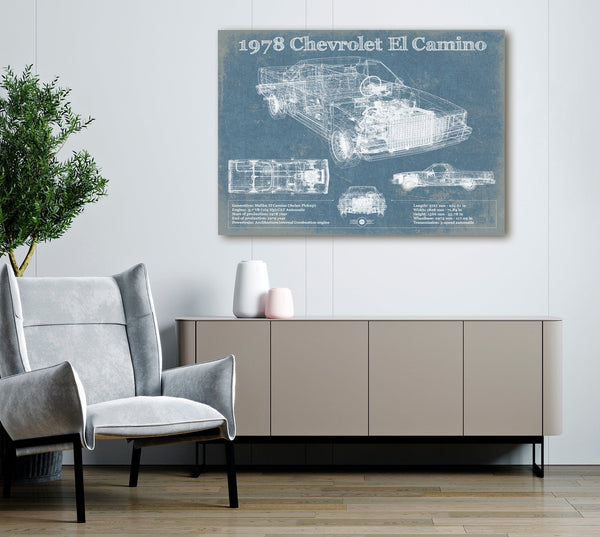 Cutler West 1978 Chevrolet El Camino Vintage Blueprint Auto Print