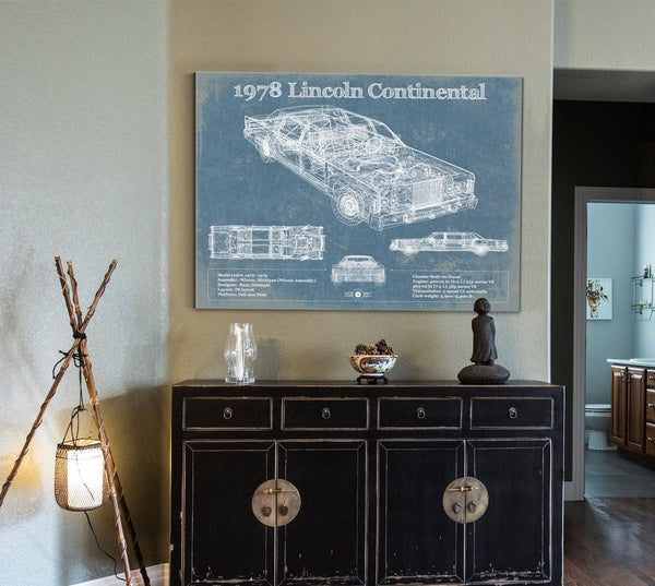 Cutler West 1978 Lincoln Continental Vintage Blueprint Auto Print