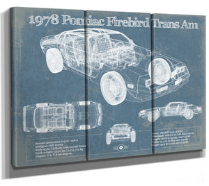 36" x 24" / 3 Panel Canvas Wrap Cutler West 1978 Pontiac Firebird Trans Am Vintage Auto Print