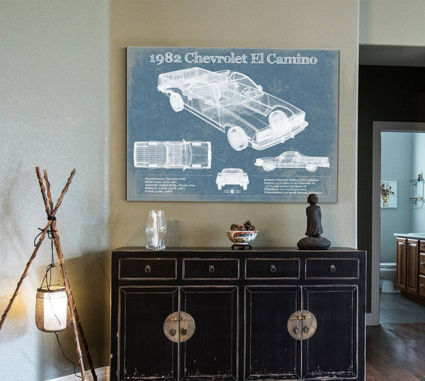 Cutler West 1982 Chevrolet El Camino Vintage Blueprint Auto Print