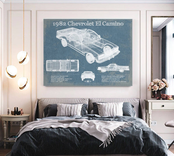 Cutler West 1982 Chevrolet El Camino Vintage Blueprint Auto Print